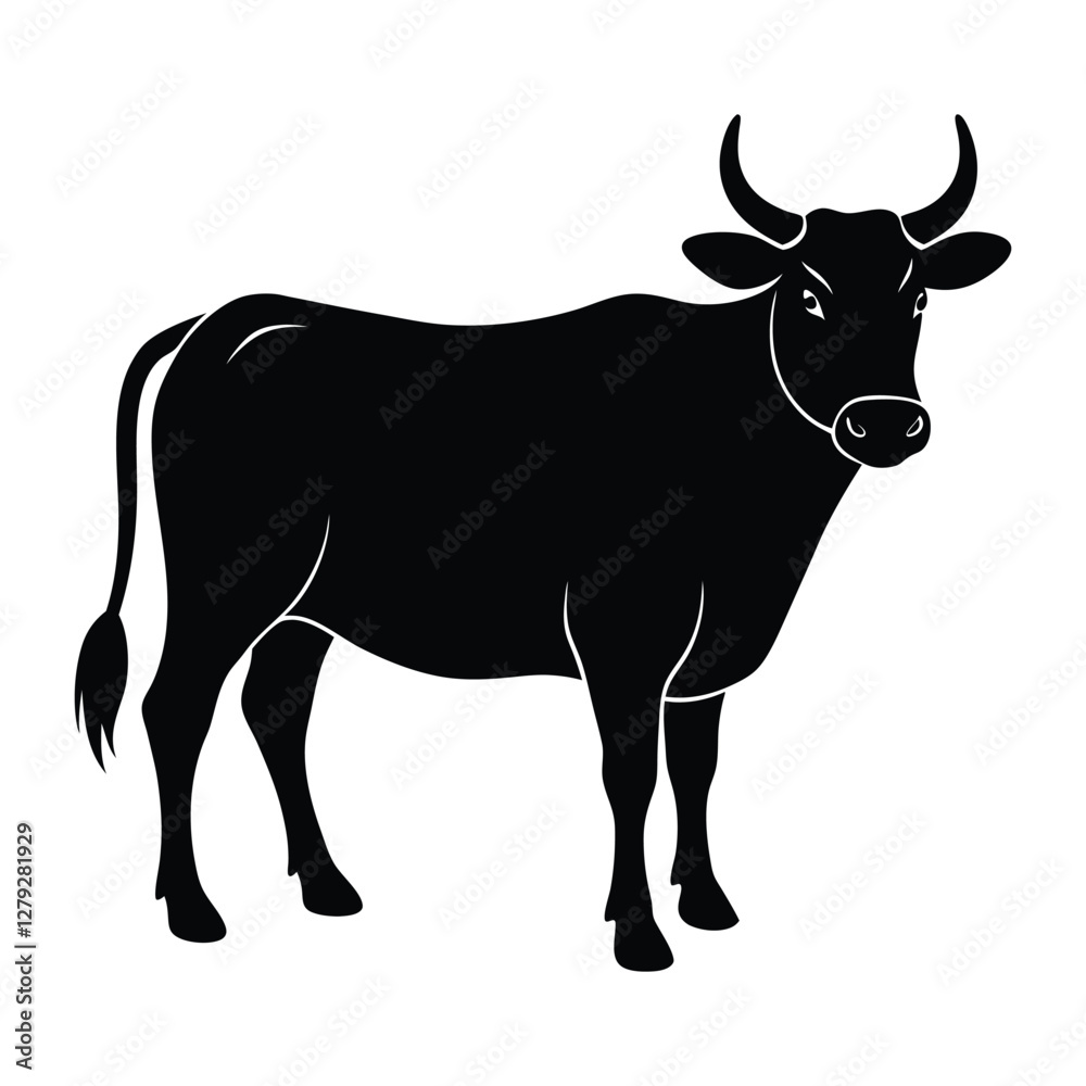 black silhouette of a cow isolated on a white background black silhouette of a cow isolated on a white background