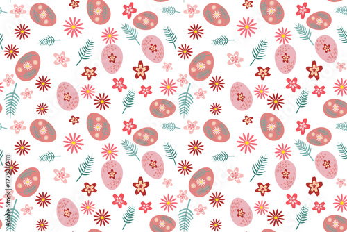 Seamless vector pattern Easter Eggs ornament Endless texture for spring design decoration print fabric textile Isolated background Spring time texture