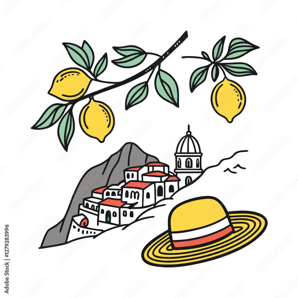 Italian amalfi summer vacation icon