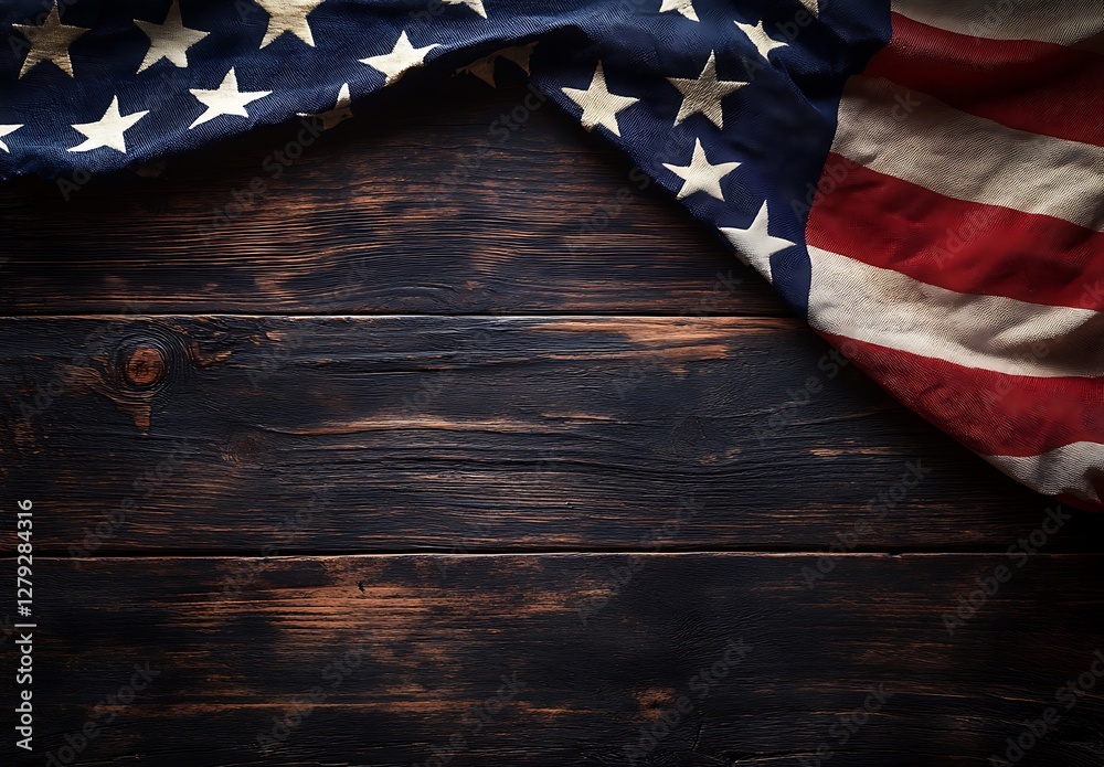 custom made wallpaper toronto digitalAmerican Flag on Rustic Wood A Patriotic Image of the Stars and Stripes on a Dark, Weathered Wooden Surface with Copy Space