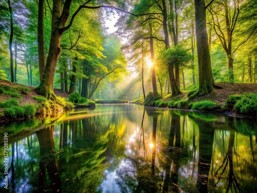 Serene Forest Pool Double Exposure