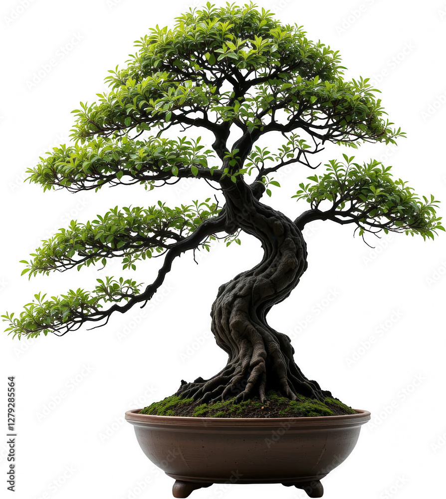 Ancient Bonsai Tree Lush Green Foliage Twisted Trunk Potted Plant Zen Garden Asian Culture Nature Ancient Bonsai Tree Lush Green Foliage Twisted Trunk Potted Plant Zen Garden Asian Culture Nature