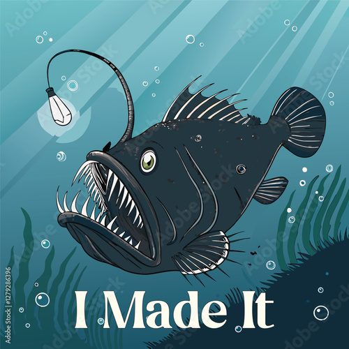 Anglerfish T shirt Design, Silhouette Vector File