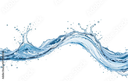 Water splashing, distinctly isolated on a white background. PNG