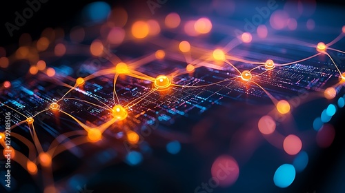 A bright and colorful smartphone screen showing a network of privacy nodes with anonymized user data