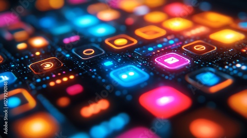 A closeup of a phone screen displaying bright anonymizing network connections with encrypted user profiles photo