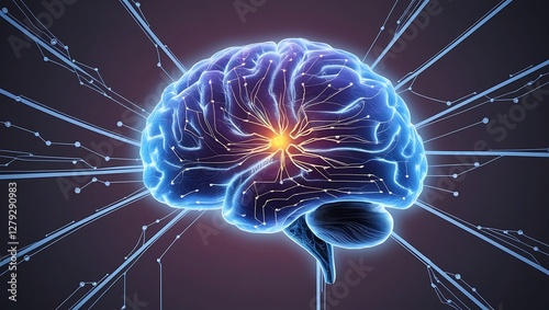 The interconnected nature of artificial intelligence, resembling a digital brain with neural pathways.
