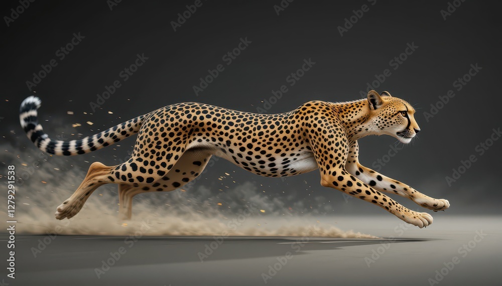 Fototapeta premium Cheetah in Mid-Run Capturing the Essence of Speed and Graceful Motion