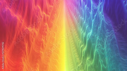 A brightly-colored image that has been focused out of clarity. It shows gradients of many different colors laid out in a rainbow pattern.