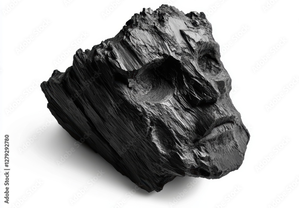 Fototapeta premium Abstract Black Sculpture Representing Human Emotion in Stone Form