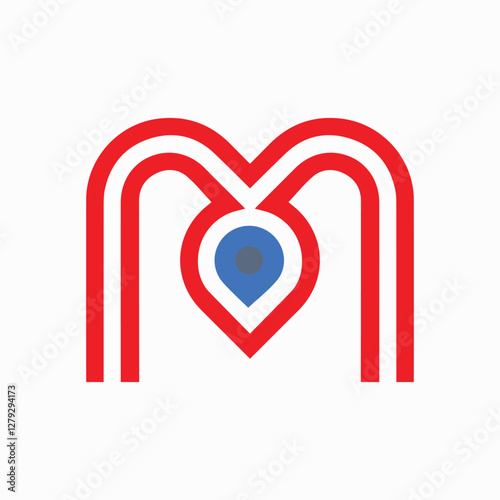 M letter logo with GPS map logo