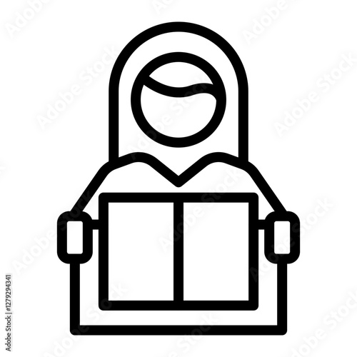Girl Reading Vector Line Icon Design