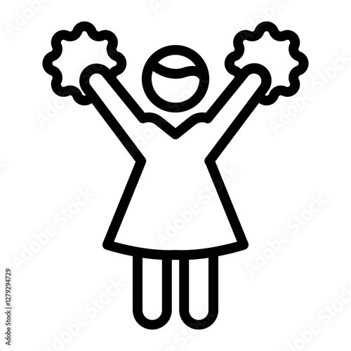 Cheerleading Vector Line Icon Design