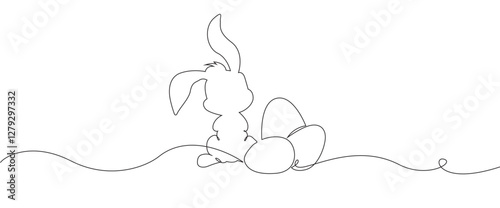 line art Easter Bunny Rabbit .vector illustration eps