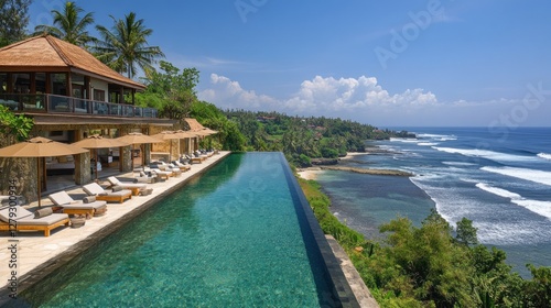 Wallpaper Mural Luxurious Villa Infinity Pool Overlooking Ocean Waves Torontodigital.ca
