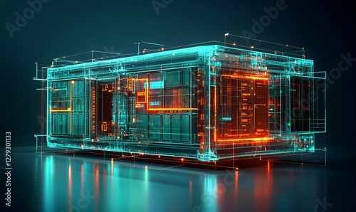 Abstract Visualization of Container Orchestration Platforms in Cybersecurity Data Centers with Networked Servers and Digital Interfaces