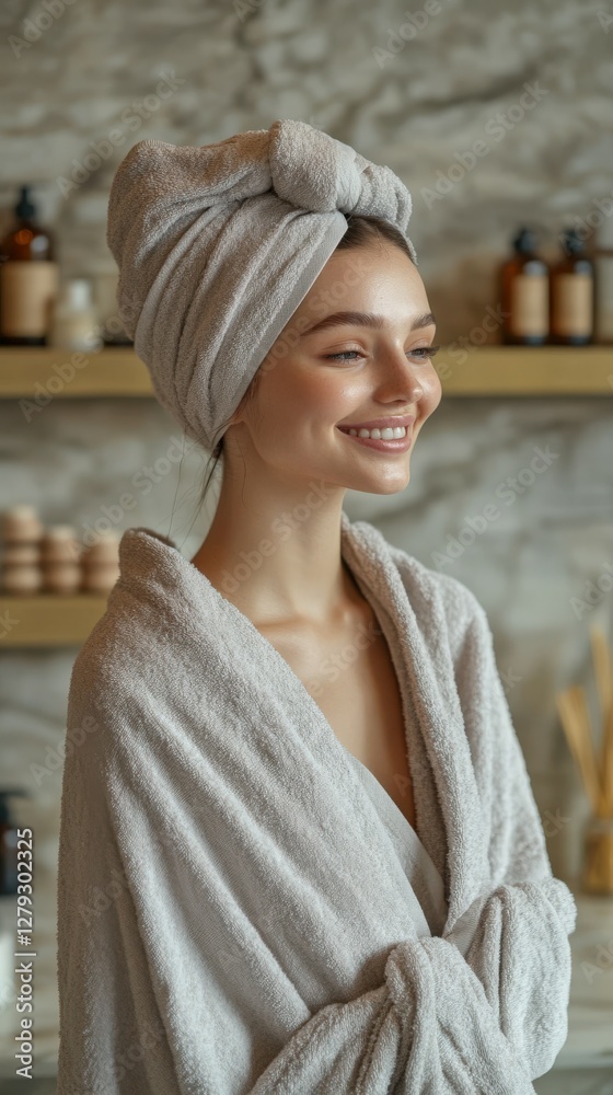 Tranquil head spa with a smiling woman Tranquil head spa with a smiling woman