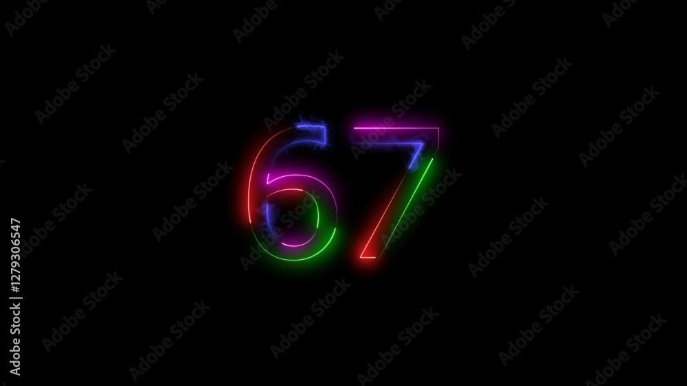A number illustratin, and glowing neon number 67 illustration . on a black background.and creating a stunning 4k illustration. A number illustratin, and glowing neon number 67 illustration . on a black background.and creating a stunning 4k illustration.
