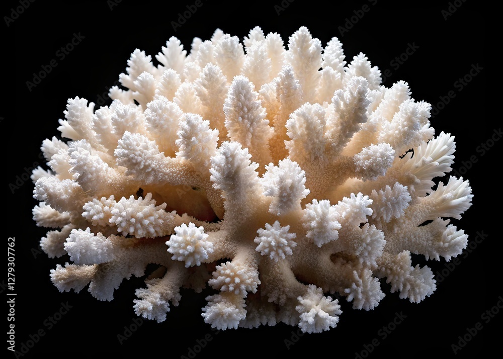 White Coral Isolated Black Background Architectural Photography AI Art