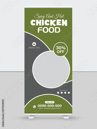 Roll up healthy testy food menu banner design