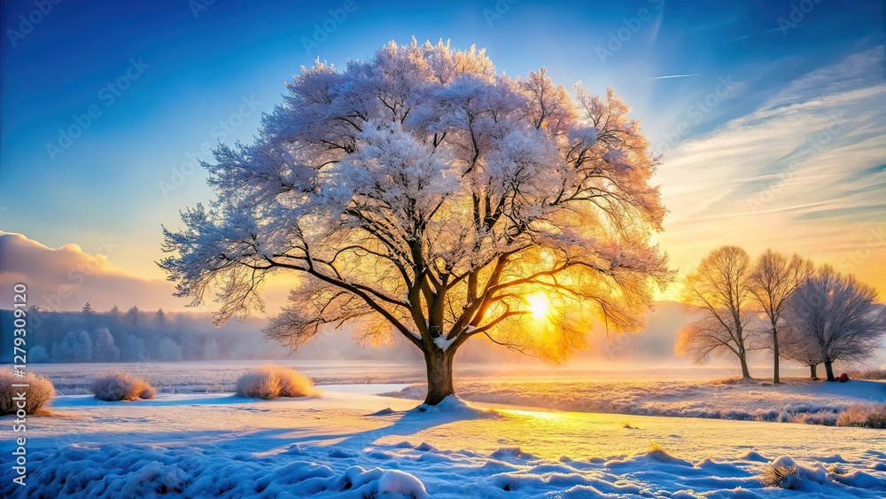 Winter Frost Covered Trees Spring Thaw Bokeh Landscape Winter Frost Covered Trees Spring Thaw Bokeh Landscape