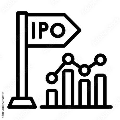 IPO (Initial Public Offering) Vector Line Icon Design