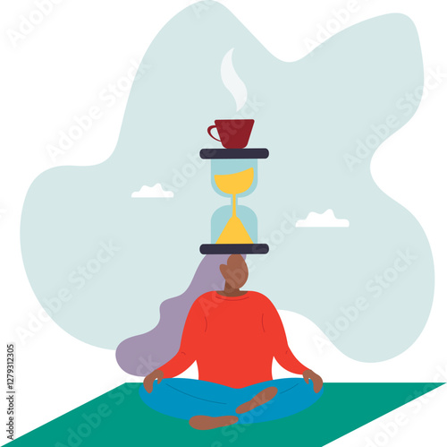 Patience time, practice to concentrate and wait for success, being professional calm and mindfulness thinking,business concept.flat character.