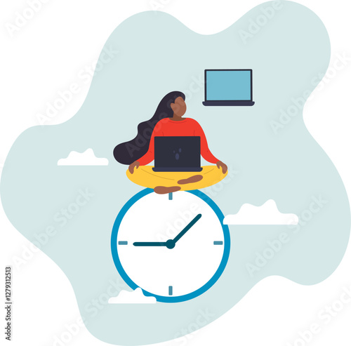 Flexible working hours, work life balance or focus and time management while working from home.business concept.flat character.