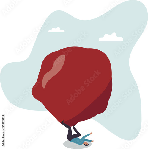 Work responsibility, pressure or problem, debt burden or difficulty challenge, struggle, or overworked, effort or punishment.business concept.flat character.