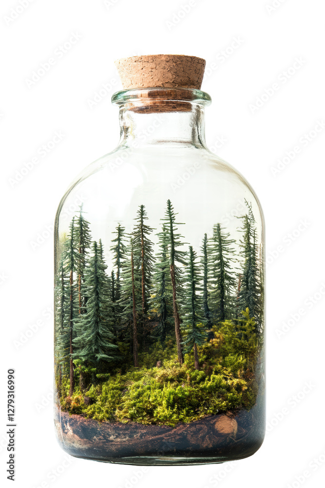 Isolated Terrarium Forest in Glass Bottle Isolated Terrarium Forest in Glass Bottle