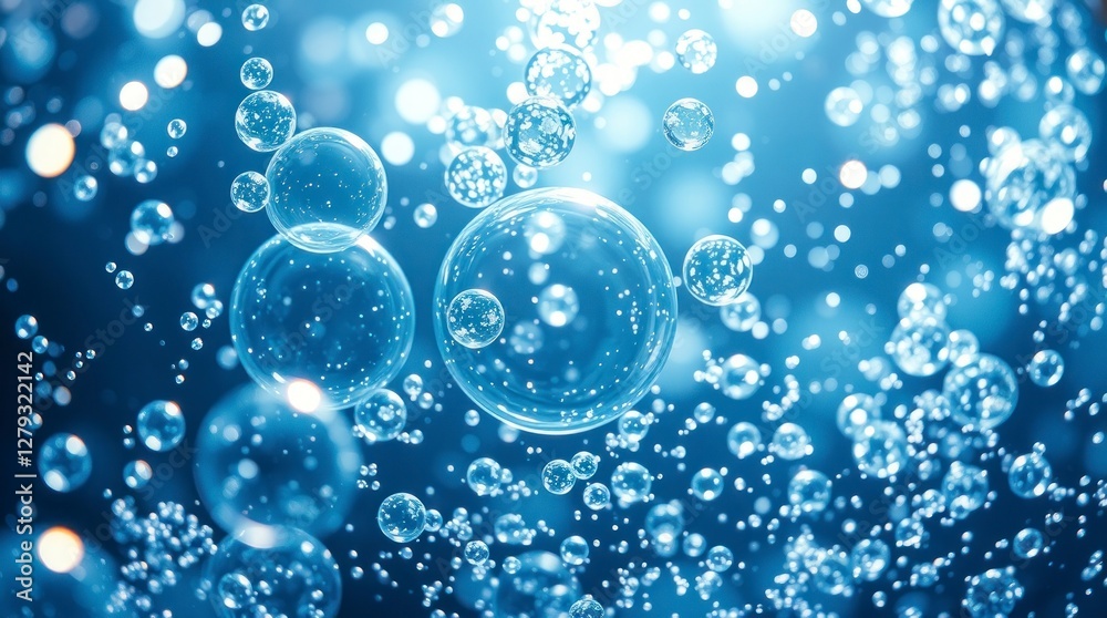 Floating Blue Bubbles Abstract Background Image Floating Blue Bubbles Abstract Background Image