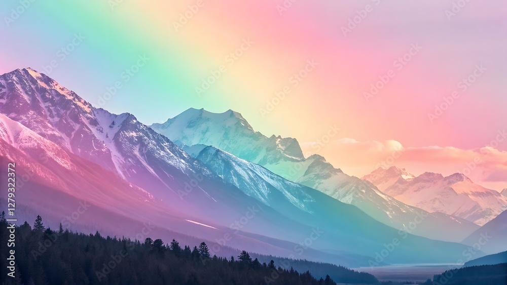 Obraz premium Vibrant holographic gradient with smooth pastel tr