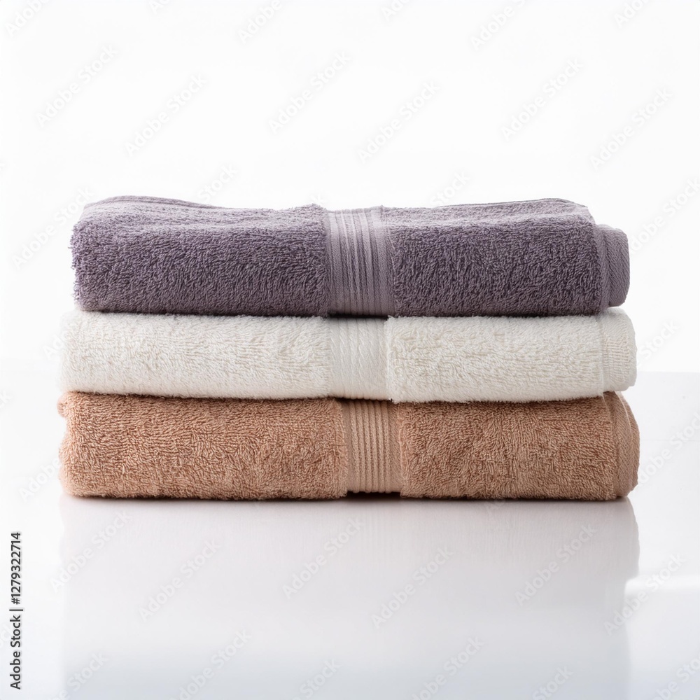 Stack of Freshly Washed Towels Isolated on White Background for Spa-Inspired Relaxation Stack of Freshly Washed Towels Isolated on White Background for Spa-Inspired Relaxation