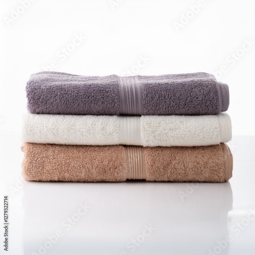 Stack of Freshly Washed Towels Isolated on White Background for Spa-Inspired Relaxation