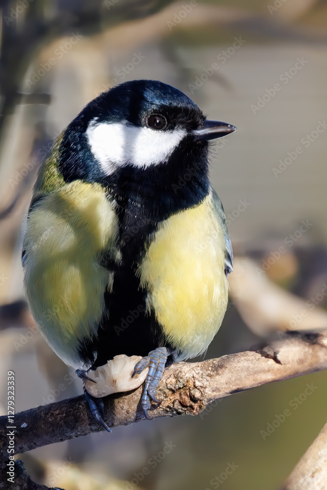 Obraz premium Great tit with his nut