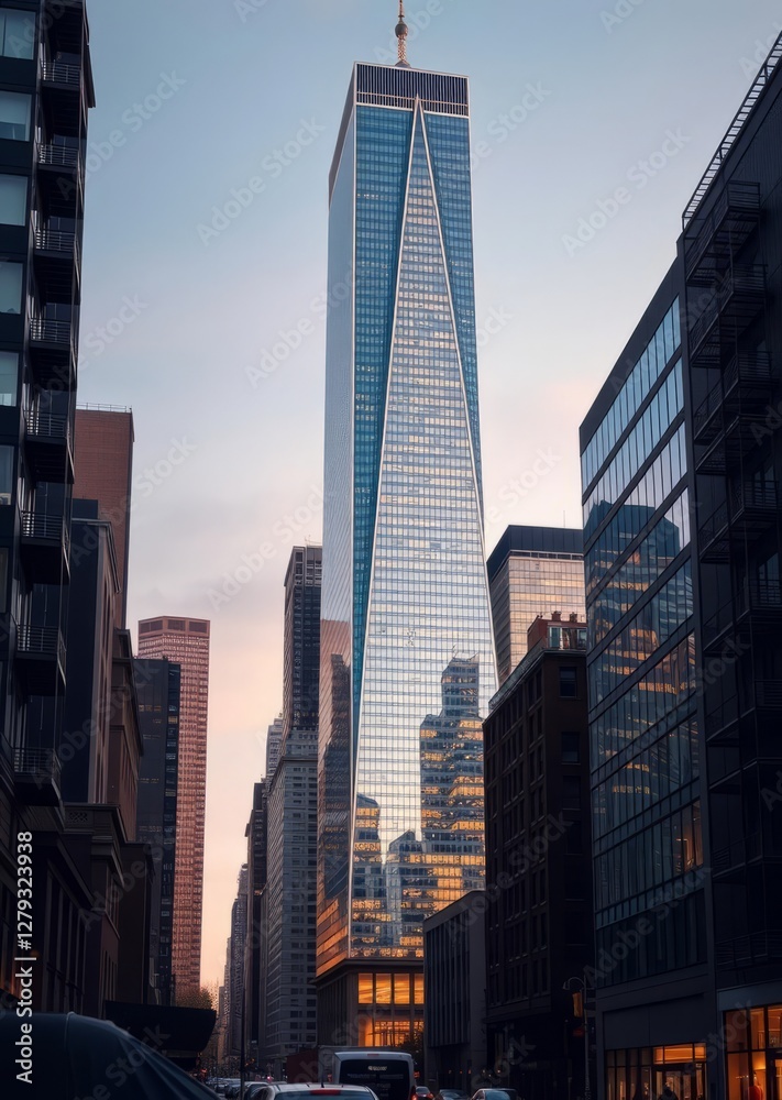 Obraz premium New york manhattan skyscraper city building skyscraper downtown business architecture cityscape