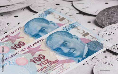 Images of banknotes of various countries. turkish lira photos.