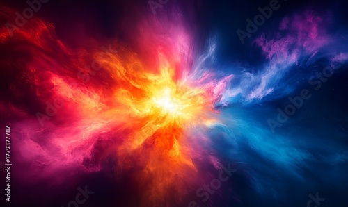 Wallpaper Mural Vibrant Abstract Color Explosion with Electric Pink, Fiery Orange, and Deep Blue Hues in Fluid Texture Background Art Torontodigital.ca