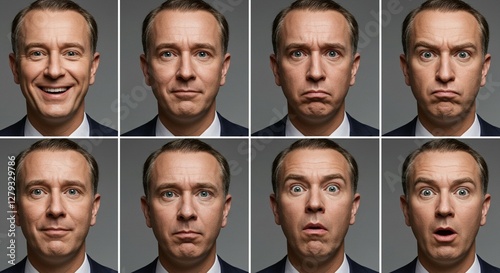 Portraits of a man with different expressions