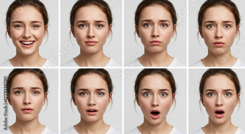 Woman with different expressions