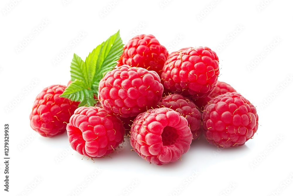 A Bunch of Raspberries, Isolated on White Background A Bunch of Raspberries, Isolated on White Background