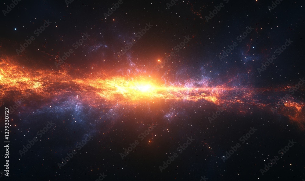 Fototapeta premium Stunning Cosmic Nebula: Vibrant Colors and Astral Beauty in Deep Space during Night Time, Perfect for Science Enthusiasts and Space-Themed Projects