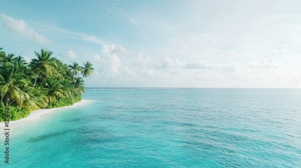 Fototapeta premium Tropical Island Beach Paradise - Calm Ocean Shore