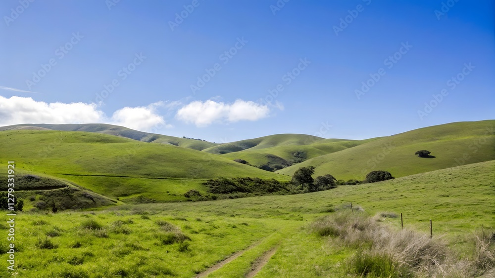 Rolling green hills under a bright blue sky peace Rolling green hills under a bright blue sky peace
