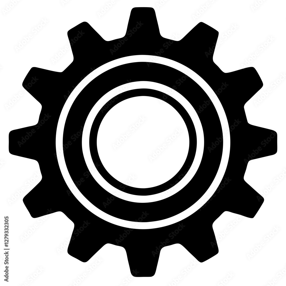gear black silhouette vector, Simple silhouette Design vector icon with white background. 