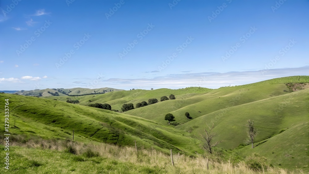 Rolling green hills under a bright blue sky peace Rolling green hills under a bright blue sky peace
