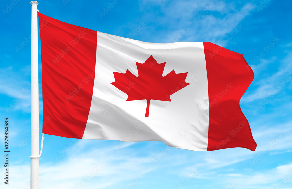 Flagpole with the flag of Canada 3D Rendering Flagpole with the flag of Canada 3D Rendering