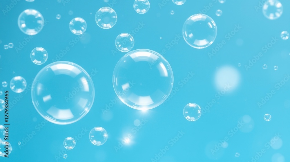 Floating Bubbles on Blue Background Abstract Image Floating Bubbles on Blue Background Abstract Image