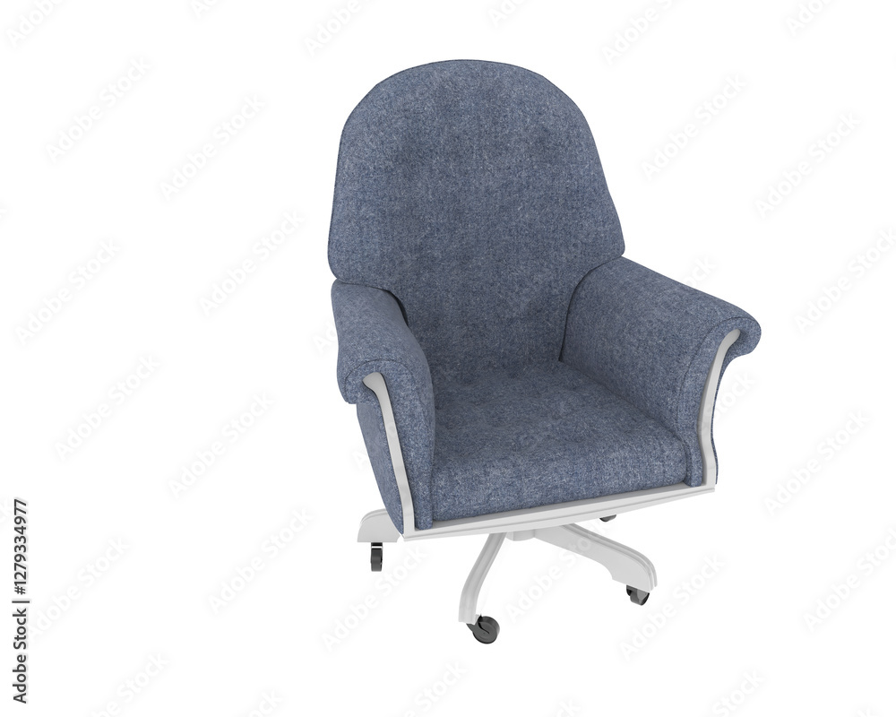 Fototapeta premium Plush Executive Office Chair with Rolling Base isolated on background. 3d rendering - illustration