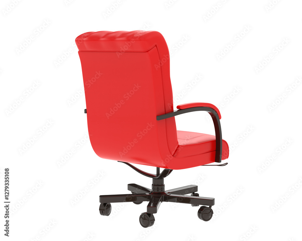 Fototapeta premium Plush Executive Office Chair with Rolling Base isolated on background. 3d rendering - illustration